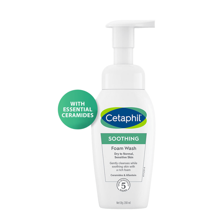 Cetaphil Soothing Foam Wash 200 ml for Dry to Normal Skin with Ceramides