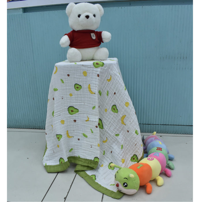 Muslin Baby Blanket with Avacado Banana Print - Super Soft, Breathable & All Seasons Multipurpose Blanket for Newborn.