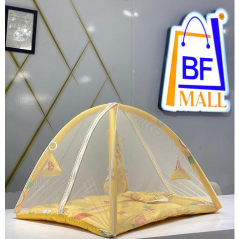 New Born Baby Bedding Play Gym Mattress with Net ( Mushroom Print)