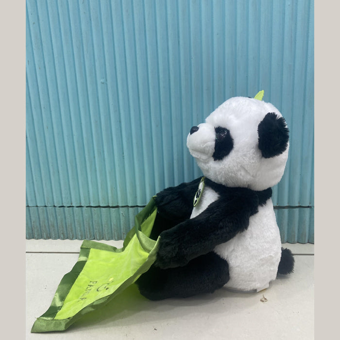 Plush Musical Stuffed Spongy Panda Teddy Bear Soft Toy with Battery Operated for Girls & Boys Black & White