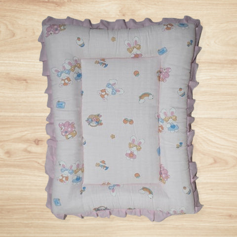 Baby Cotton Crush Muslin Godadi with Rabbit Print Design and Happy Text