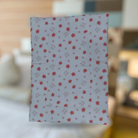 Floral Pink with Bunny Print Design Mattress, Pink & White Color.