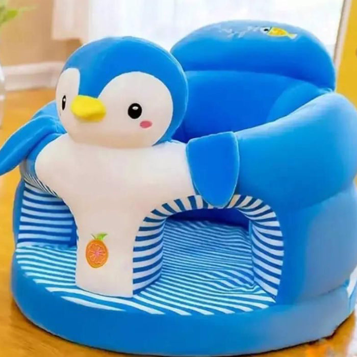Baby Sit Up Chair, Cute Cartoon Penguin in Blue Color for Infant Sit Up Chair Plush Sofa