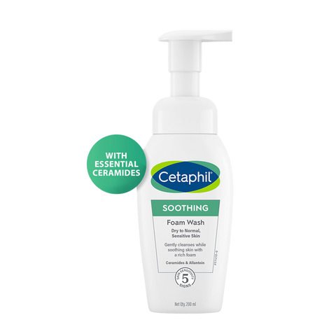 Cetaphil Soothing Foam Wash 200 ml for Dry to Normal Skin with Ceramides