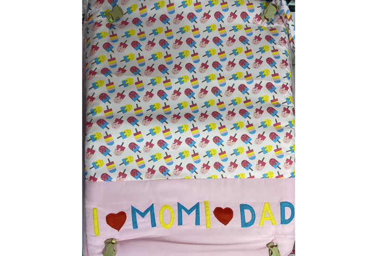 New Born Baby Bedding Play Gym Mattress with Net (Ice cream Dolly Print)