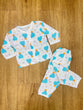 The item pictured is a baby's muslin cotton night suit set featuring a colorful hot air balloon print.