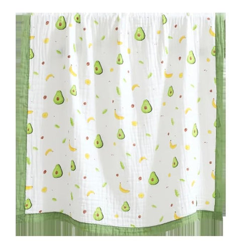 Muslin Baby Blanket with Avacado Banana Print  - Super Soft, Breathable & All Seasons Multipurpose Blanket for Newborn.