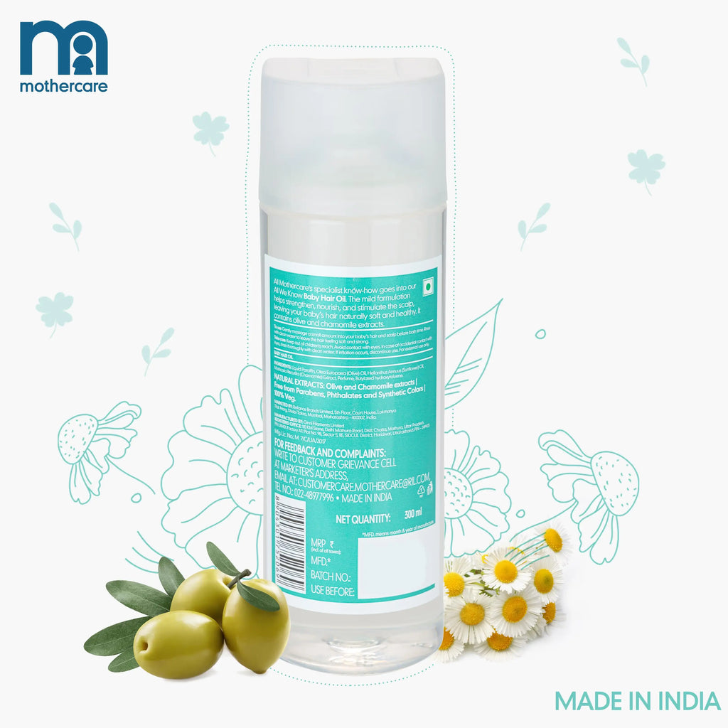 Mothercare All We Know Baby Hair Oil 300ml – Transparent