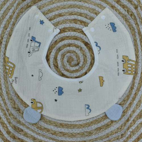 Baby Bibs Muslin 100% Cartoon Print Feeding Bibs for Infants, Soft, Gentle, Washable & Reusable, Comfortable for Newborns & Toddlers.