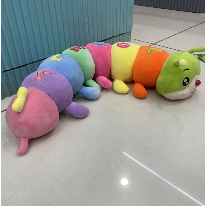 Colorful Caterpillar Soft Toy Plush Pillow for Kids , Long Hugging Cushion Stuffed Animal Toy for Baby Boys & Girls - Multicolor Cuddly Birthday Gift
