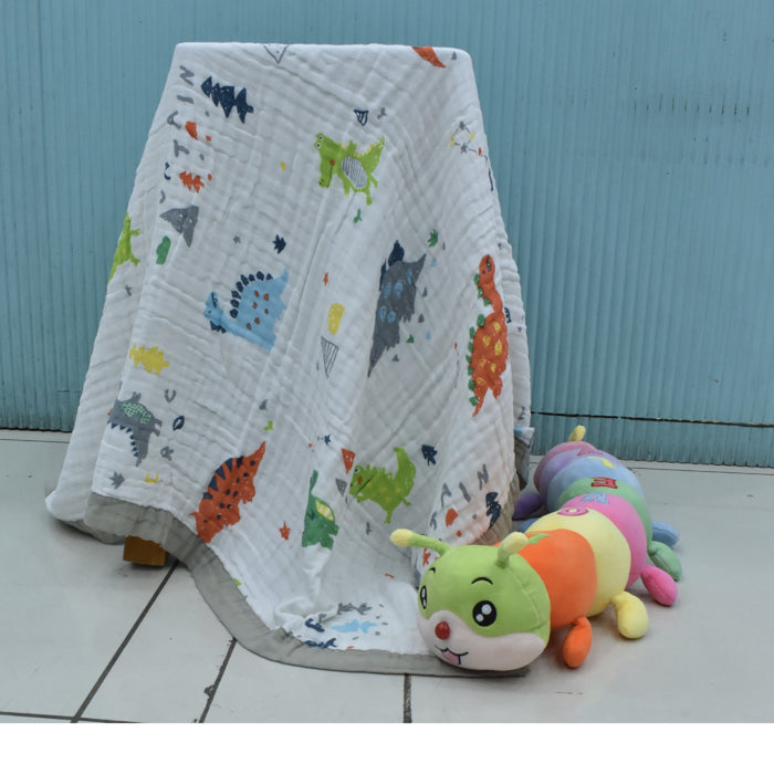 Muslin Swaddle Blankets Dinosaur Print – 100% Cotton, Soft & Breathable Baby Wraps for Newborns