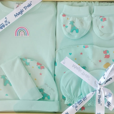 Magic Train New Born Baby Gift Set ( 7 Pcs ) - Green