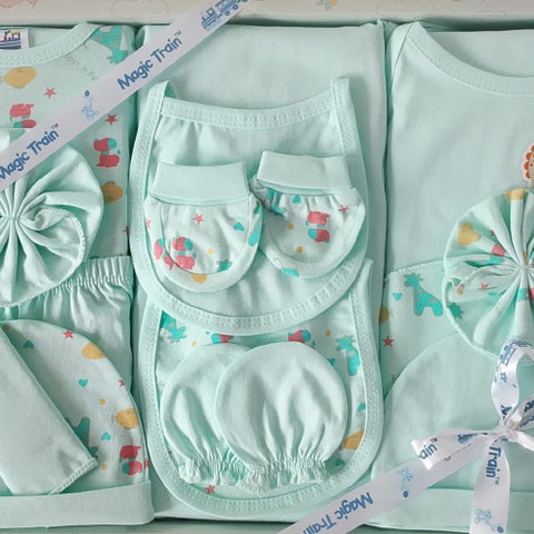 Magic Train New Born Baby Gift Set ( 14 Pcs ) - Green