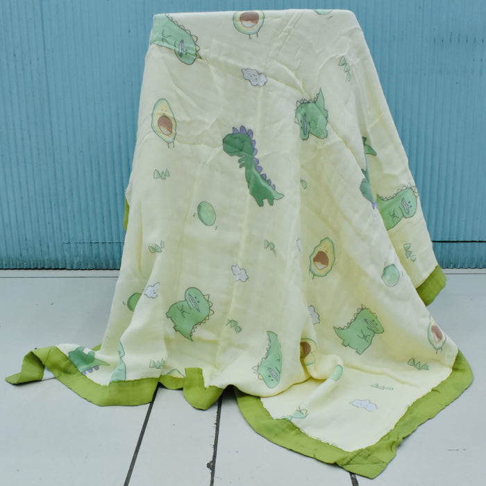 Muslin Baby Blanket – Green Dragon Print with 6 Layers - Super Soft, Breathable & All Seasons Multipurpose Blanket for Newborn.