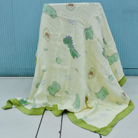 Muslin Baby Blanket – Green Dragon Print with 6 Layers - Super Soft, Breathable & All Seasons Multipurpose Blanket for Newborn.
