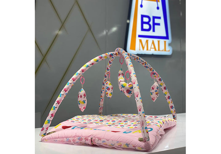 New Born Baby Bedding Play Gym Mattress with Net (Ice cream Dolly Print)