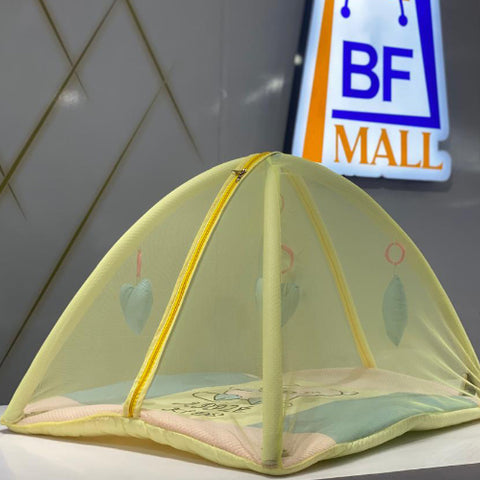 New Born Baby Bedding Play Gym Mattress with Net ( Teddy Bear Print)