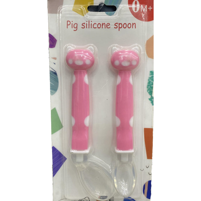 Baby Silicon Self Feeding Spoon Set, Soft Silicone Tip, BPA Free, 2 Pcs