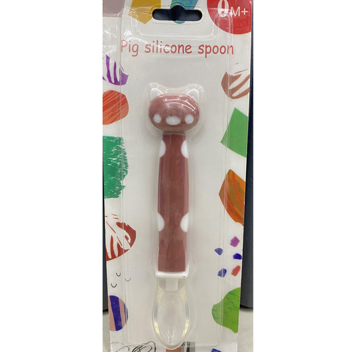 Baby Silicone Feeding Spoon - Pig Shaped Sof Silicone Spoon