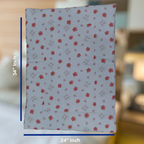 Floral Pink with Bunny Print Design Mattress, Pink & White Color.