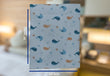 Baby Cotton Crush Muslin Godadi with Whale Print Design in Blue & Orange Color