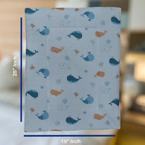 Baby Cotton Crush Muslin Godadi with Whale Print Design in Blue & Orange Color