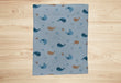 Baby Cotton Crush Muslin Godadi with Whale Print Design in Blue & Orange Color